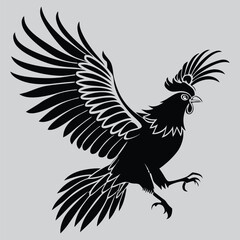 A rooster flapping its wings  image silhouette vector art and illustration