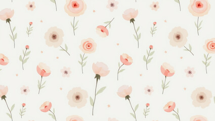 Delicate flower pattern on soft background enhances serene atmosphere for modern decor or fabric design
