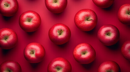 Fresh Red Apple pattern on a red background