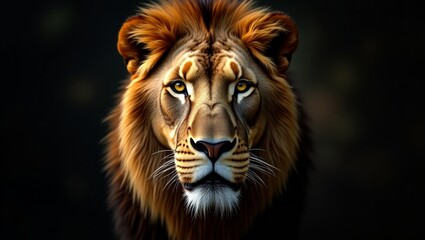 Naklejka premium Majestic Lion Portrait - Powerful King of the Jungle