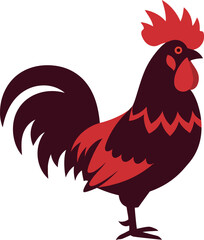 Colorful rooster standing proudly in a flat design style vector art