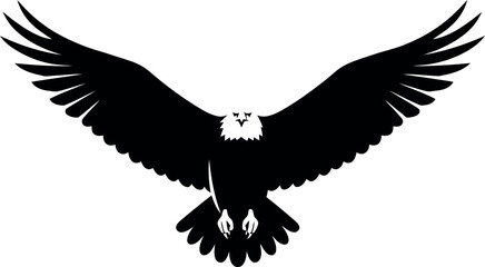 Obraz premium Majestic eagle soaring with wide wingspan in flat vector art style showcasing strength and freedom