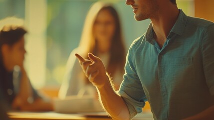 Teacher instructing students in classroom. Featuring education and teaching methods