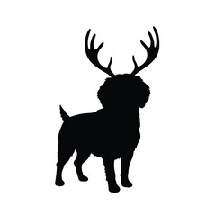 Dog With Antlers Silhouette Cute Fantasy Animal Odd Halloween Idea