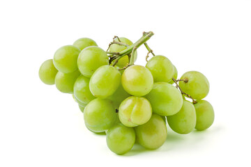 Fresh Green Grapes on White Background
