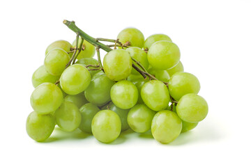 Fresh Green Grapes on White Background