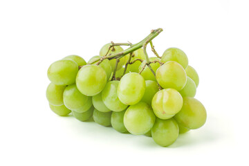 Fresh Green Grapes on White Background