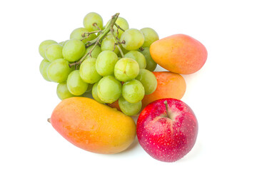 Fresh Mixed Fruits on White Background