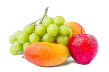 Fresh Mixed Fruits on White Background