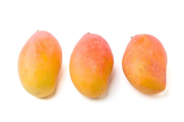 Ripe Mangoes on White Background
