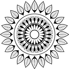 Black and White Mandala Pattern Featuring Intricate Floral