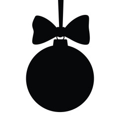 Elegant Christmas Ball Ornament With Ribbon Bow In Black Silhouette Style