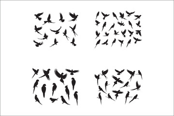 Naklejka premium Bird Silhouette Bundle | Flying Birds Vector Clipart | SVG, PNG, EPS for Cricut & Laser CuttingBirds Vector Silhouettes | Wildlife Animal SVG Files | Digital Bird Clipart for Crafts & DecorFlying 