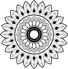Black and White Mandala Pattern Featuring Intricate Floral