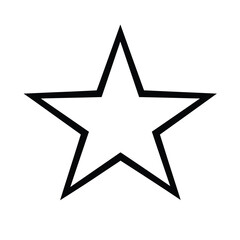 Black Star Outline Symbol Isolated On White Background Decorative Element Illustration