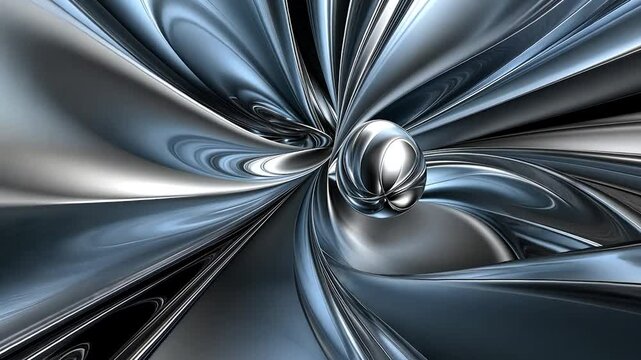 Abstract metallic swirl with sphere