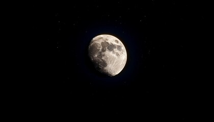 Obraz premium Moon partly illuminated in the dark night sky over Western Europe