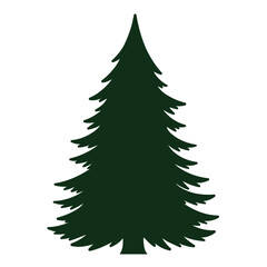 Silhouette Of A Simple Evergreen Tree Illustration For Christmas Design Elements