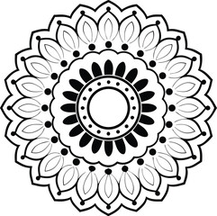 Black and White Mandala Pattern Featuring Intricate Floral
