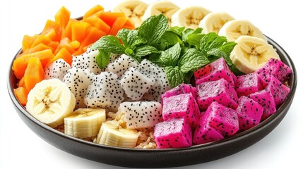 Colorful fruit bowl with grains