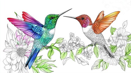 Obraz premium pair of humming birds