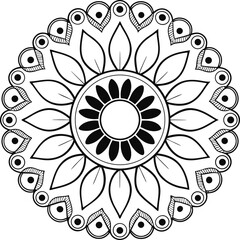 Black and White Mandala Pattern Featuring Intricate Floral