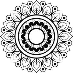 Black and White Mandala Pattern Featuring Intricate Floral