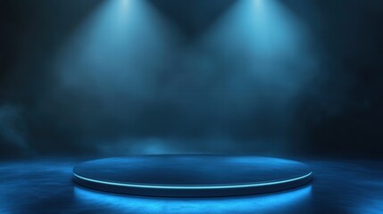 Illuminated stage with two spotlights shining down