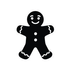 Gingerbread Man Silhouette Icon Christmas Holiday Season Festive Vector Illustration