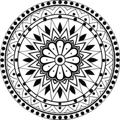 Black and White Mandala Pattern Featuring Intricate Floral