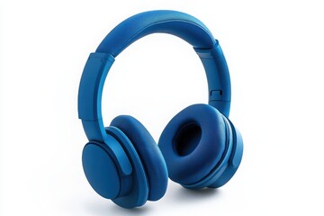 Blue wireless headphones isolated on white background