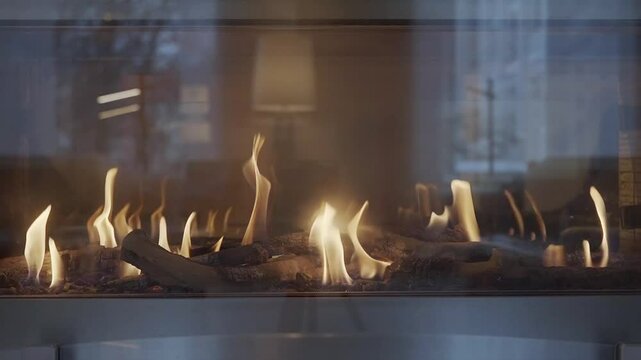 Futage video fire burning in the fireplace