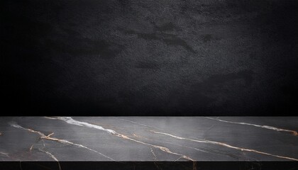 empty grey marble tabletop with dark black cement stone background for product displayed in rustic mood and tone luxury background for product stand with empty copy space for party promotion