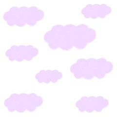 A seamless purple cloud pattern illustration featuring soft, fluffy, and stylized clouds floating. These seamless clouds suited for background. This design also perfect for use in children's product.