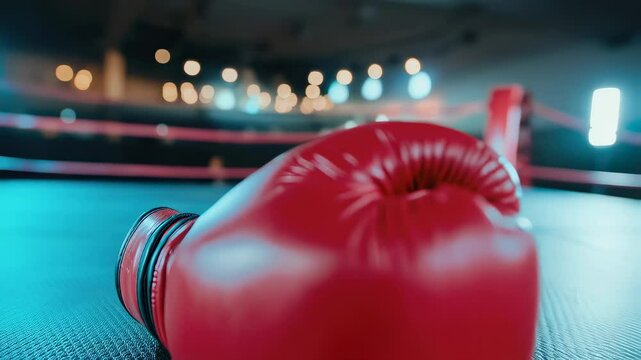 Close-Up of Boxing Glove in Ring