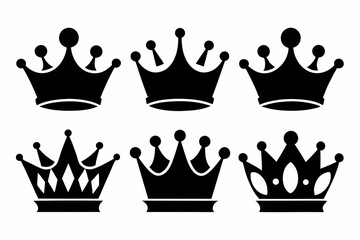 The crown icon set silhouette black vector bundle