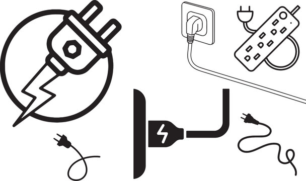 electric plug, power plug, socket icon, electric socket, power outlet, electricity icon, plug and socket, charging plug, energy icon, electric cord, electric symbol, power cable, wall socket, extensio