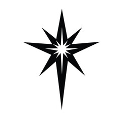 Black Star Symbol Illustration Isolated On White Background Minimalist Design