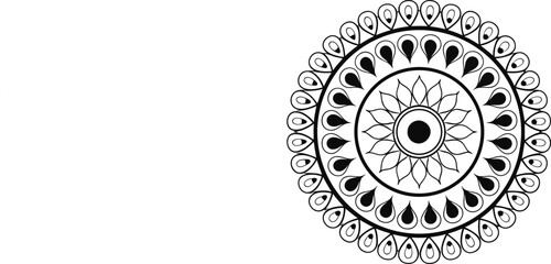 Black and White Mandala Pattern Featuring Intricate Floral