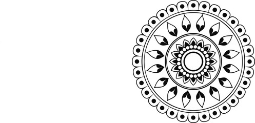 Black and White Mandala Pattern Featuring Intricate Floral