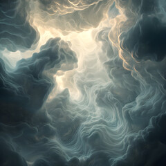 Enigmatic Sky: Whimsical Cloudscape and Ethereal Glow Invites Imagination and Curiosity
