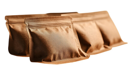 Blank brown paper sachet isolated on white background, HD and realistic