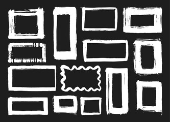 Hand drawn frame brush strokes template set. Paint texture border collection. Artistic shapes designs.