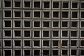 Frontal view of square concrete blocks arrangement