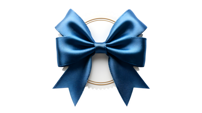 Blue ribbon award badge isolated on white background, HD and realistic