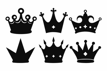 the crown icon set sihouette black vector bundle