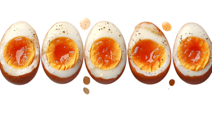 Boiled egg sliced and whole isolated on white background