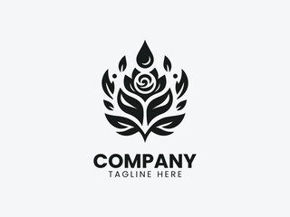 Rose Flower Vector Logo Design, Elegant Rose Flower Logo
