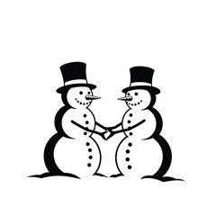 Two Snowmen Holding Hands Celebrate Winter Friendship In A Simple Vector Graphic
