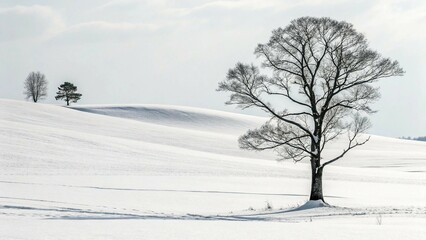 Obraz premium Man walking through snowy winter forest landscape